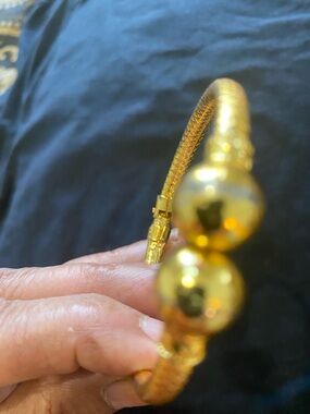 Gold-Tone Women's Cuff Bracelet - Elegant Bead Accent